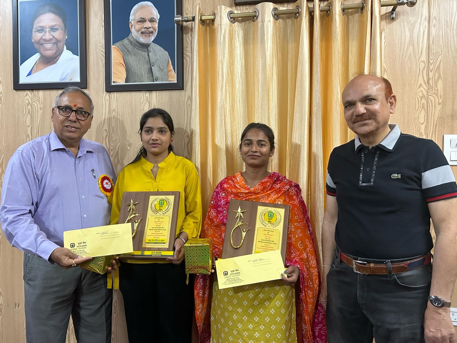 यूको राजभाषा सम्मान में मुस्कान ने प्रथम व परीक्षा ने किया द्वितीय स्थान प्राप्त…