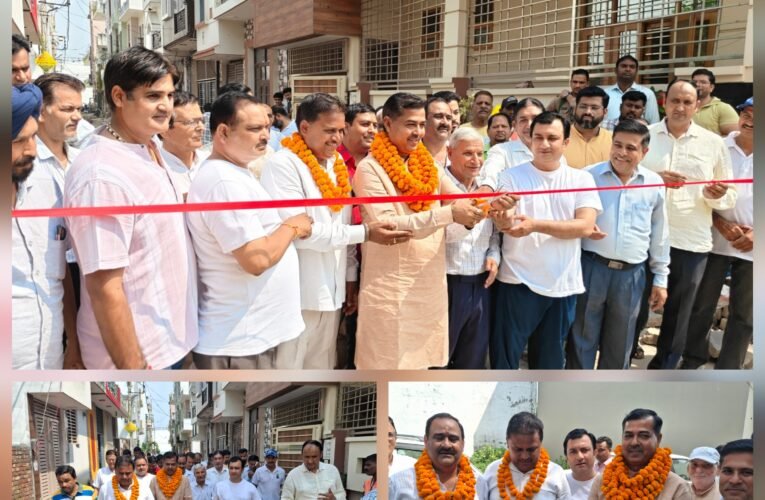 त्रिलोक नगर में&nbsp; विधायक आदेश चौहान,पार्षद नागेंद्र राणा&nbsp; ने किया सड़क निर्माण का शुभारंभ