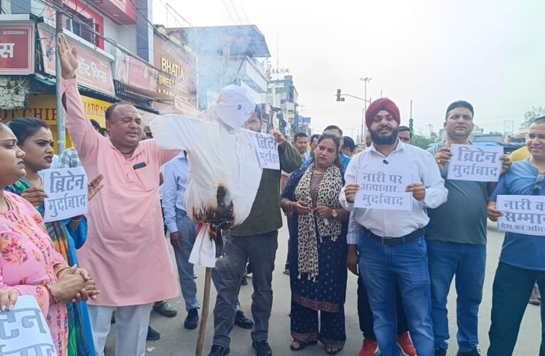 सुराज सेवा दल ने फूंका&nbsp; ब्रिटिश सरकार का पुतला, जानिए मामला