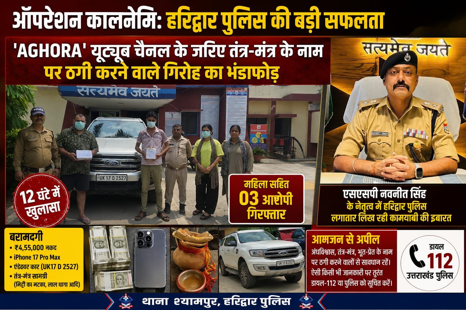 ऑपरेशन कालनेमि: ‘AGHORA’ यूट्यूब चैनल के जरिए तंत्र-मंत्र के नाम पर ठगी करने वाले गिरोह का भंडाफोड़…